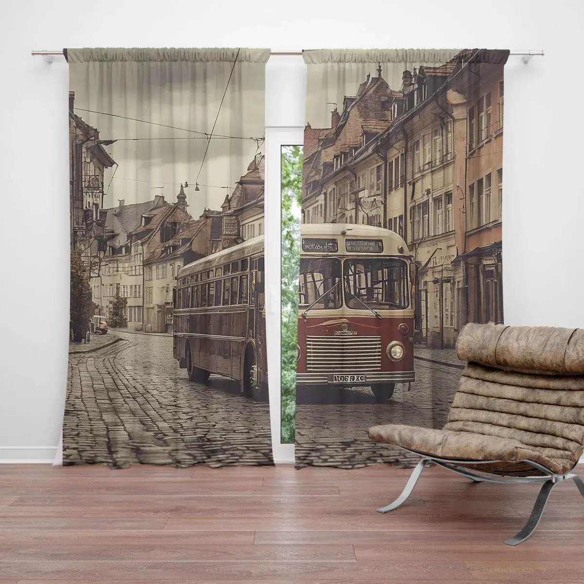 Závěs Historický autobus: 2ks 140x250cm