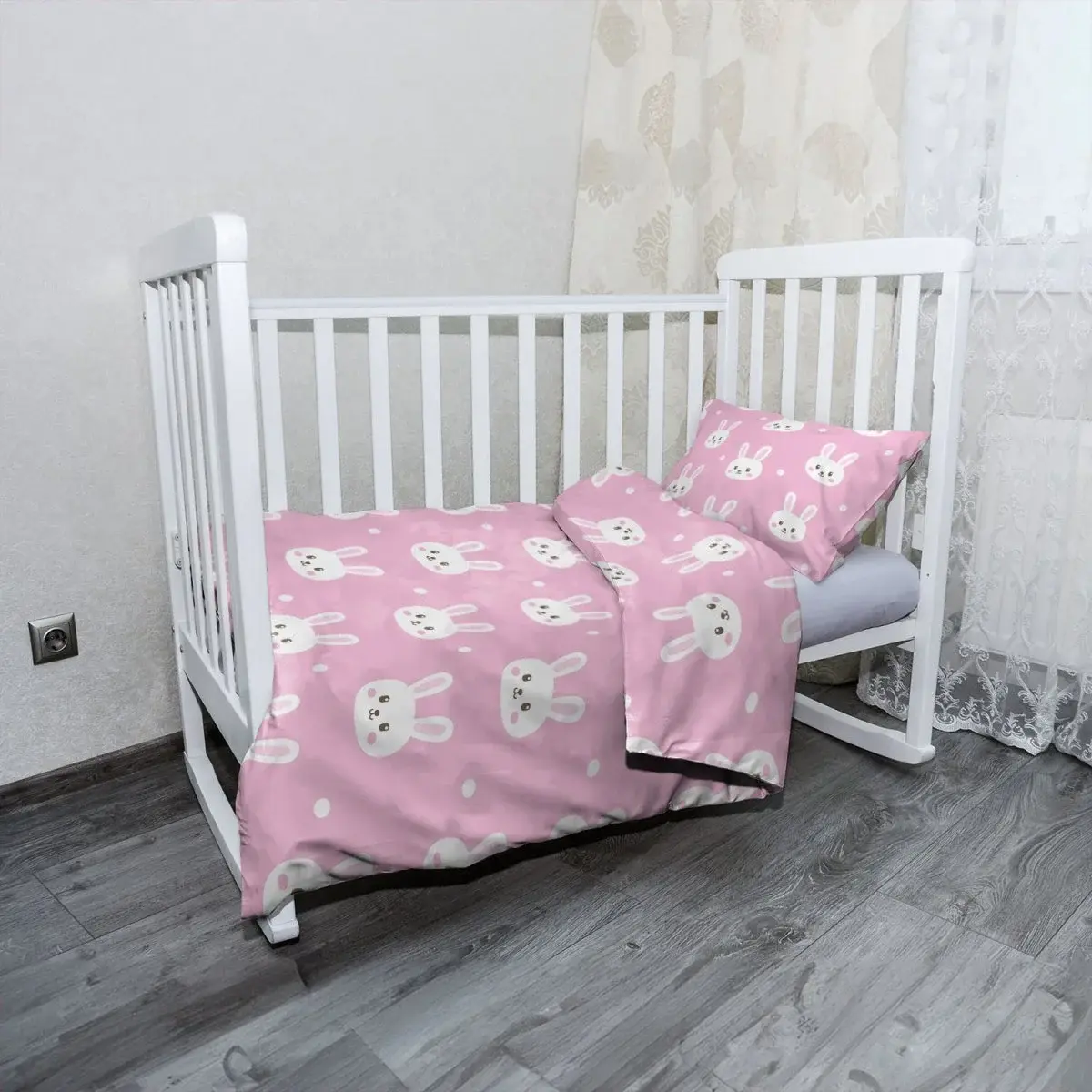 Mikroplyšové dětské povlečení do postýlky Králíčci - 120x90 / 40x60