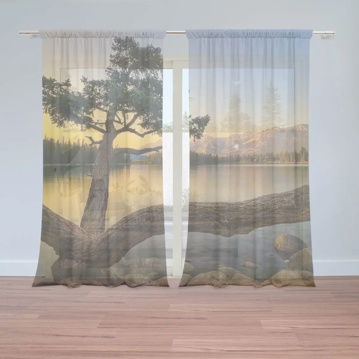 Záclony Strom u jezera: 2ks 150x250cm
