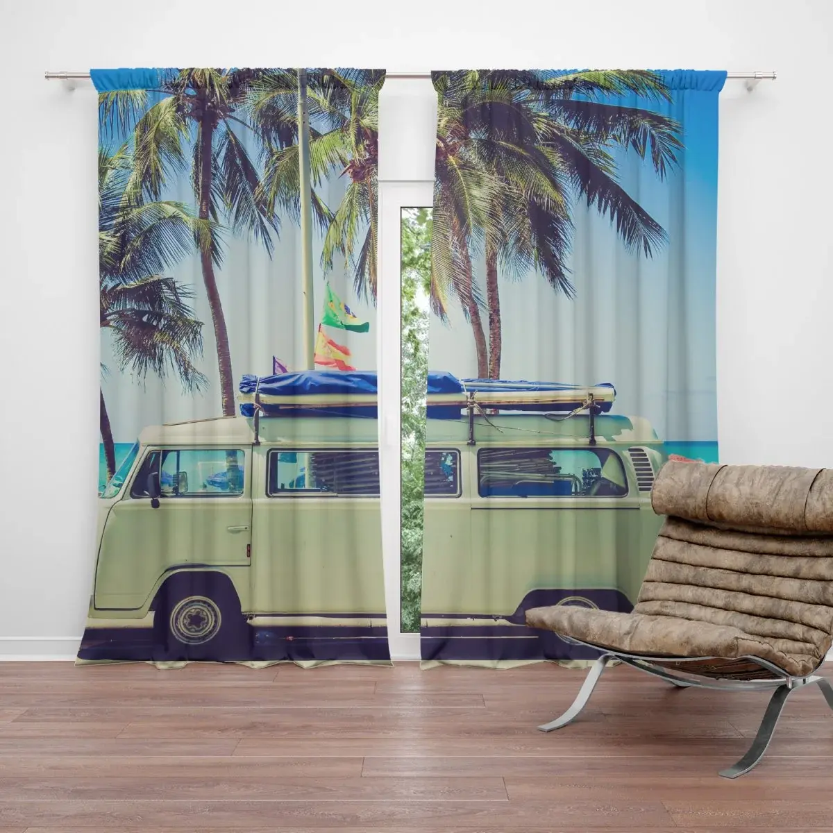 Závěs Veterán na pláži: 2ks 140x250cm