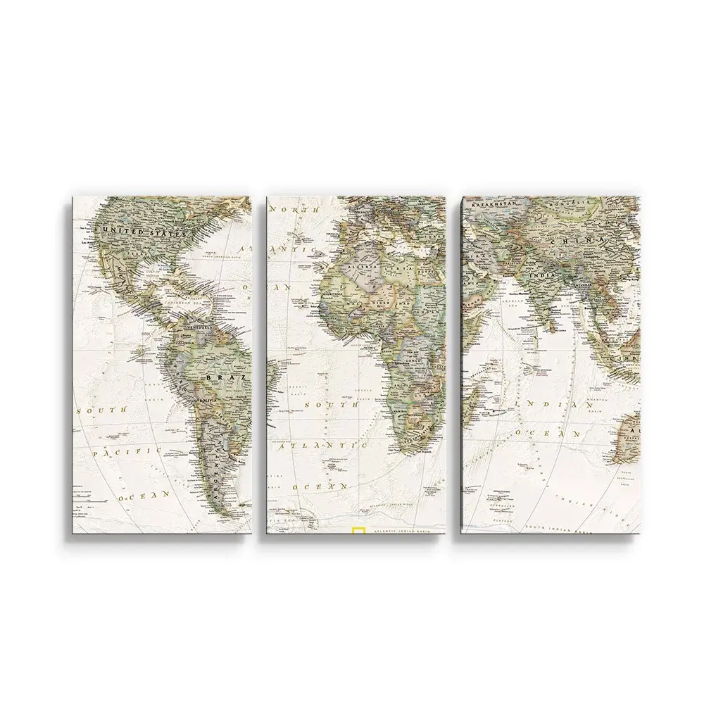 Obraz - 3-dílný Mapa světa - 120x80 cm