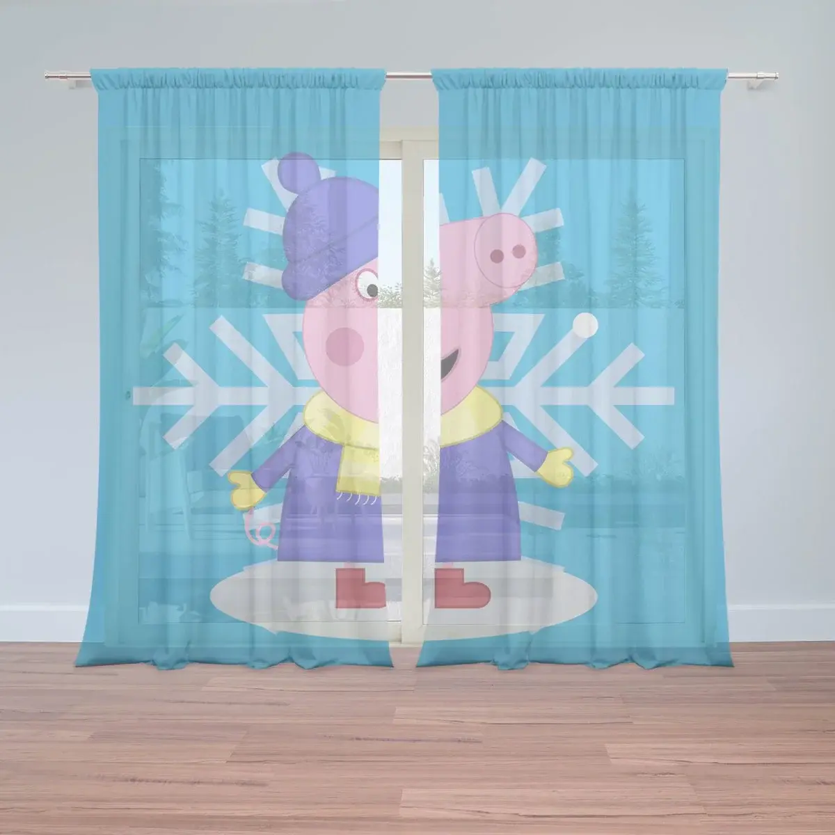Záclony Prasátko Pepina Vločka: 2ks 150x250cm