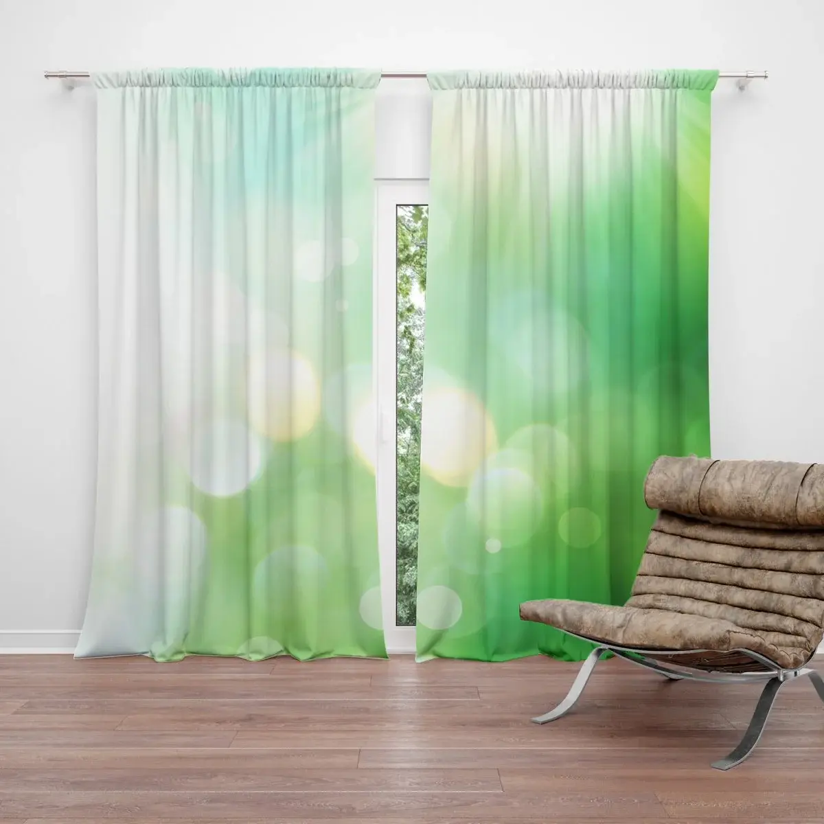 Závěs Zelená abstrakce: 2ks 140x250cm