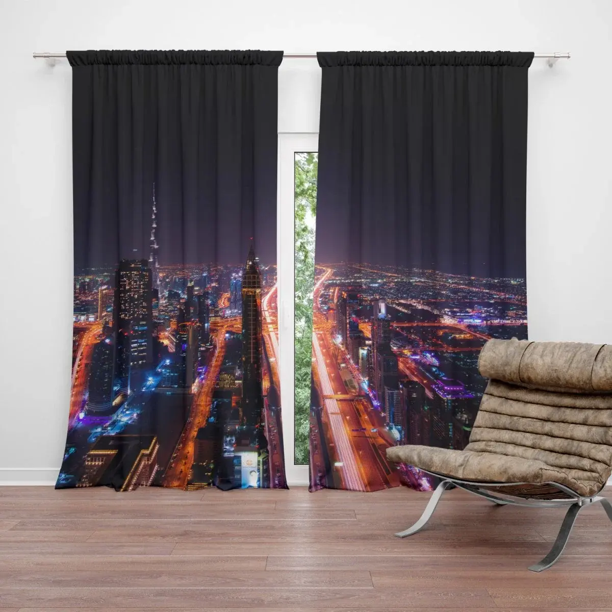 Závěs Rozsvícené město: 2ks 140x250cm