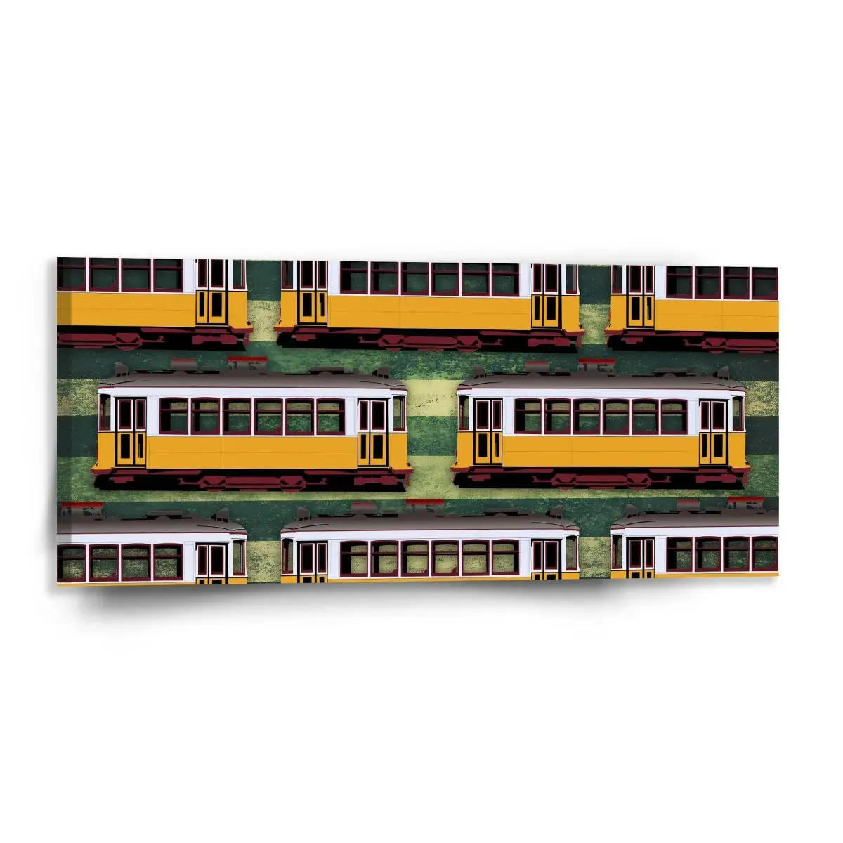 Obraz Lisabonské historické tramvaje Zelený Pattern - 110x50 cm
