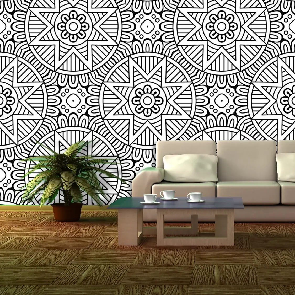 Tapeta Hvězdy mehendi - 125x75 cm
