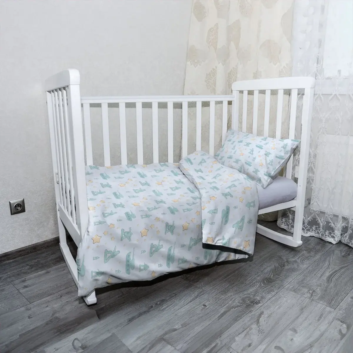 Mikroplyšové dětské povlečení do postýlky Dětské tanky - 100x135 / 40x60