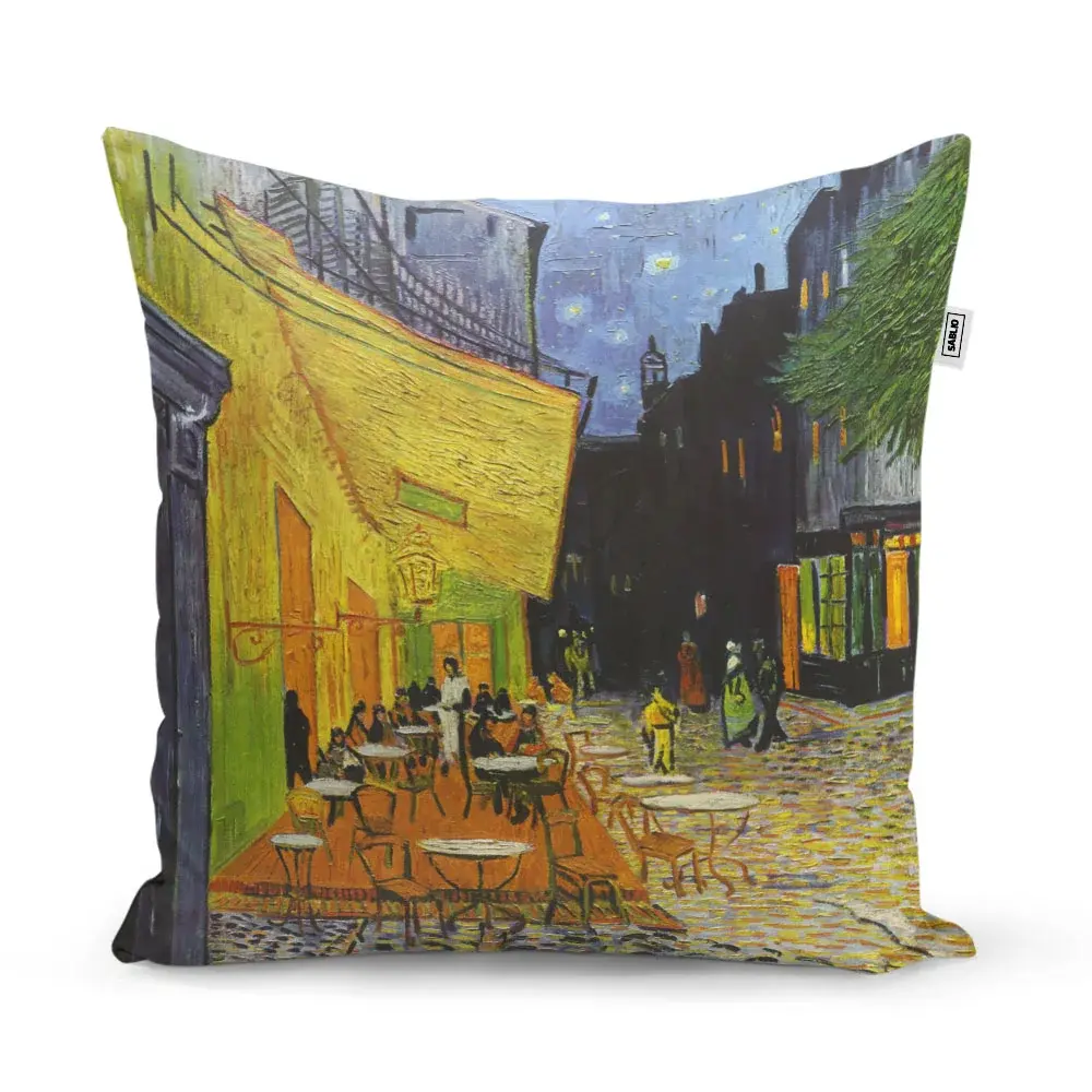 Polštář Terasa kavárny v noci - Vincent van Gogh - 40x40 cm