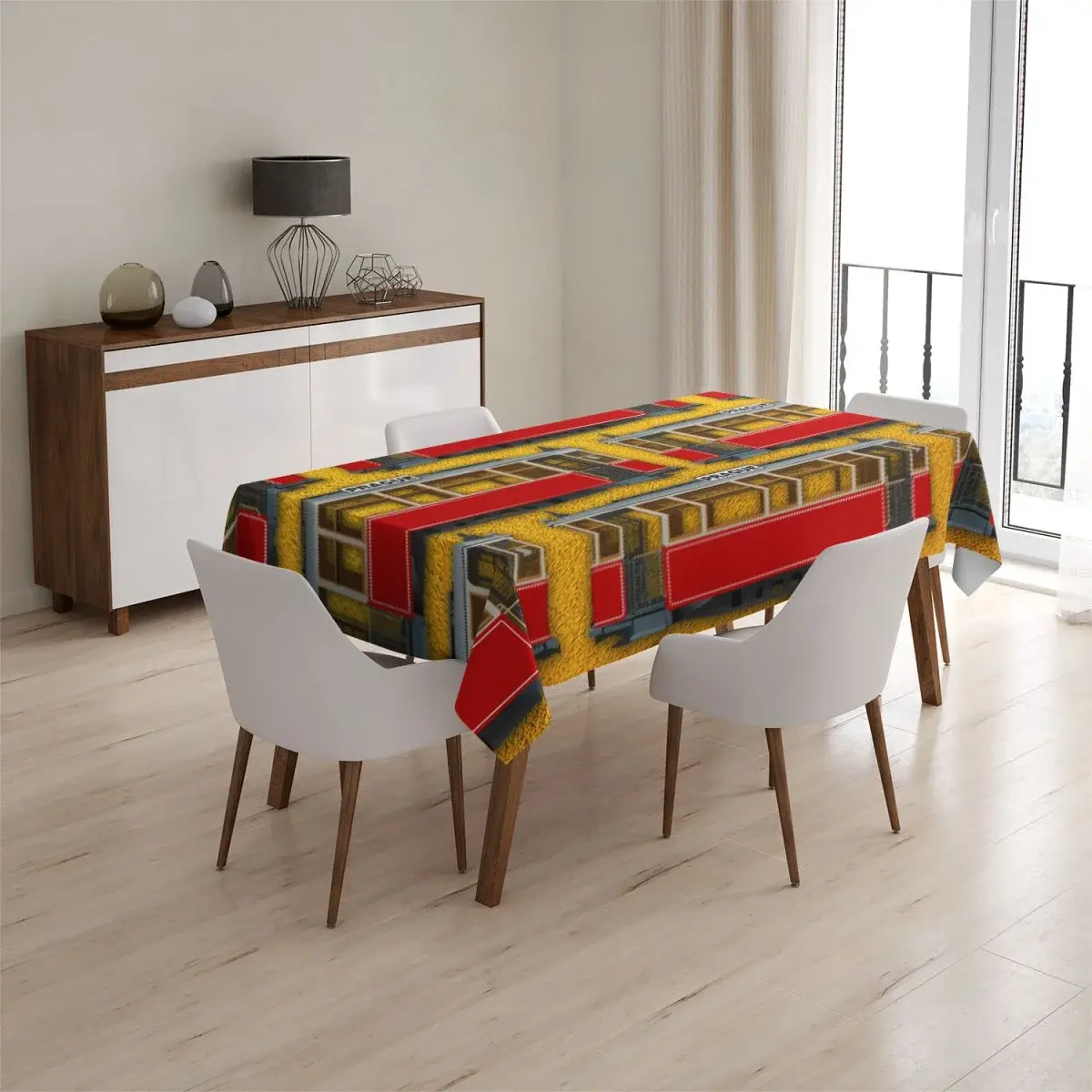Ubrus Pražské historické tramvaje Žlutý Pattern - 90x90 cm
