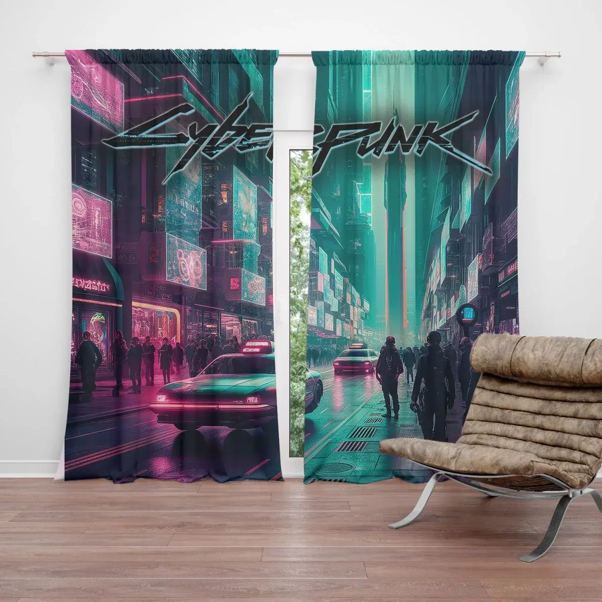 Závěs Cyberpunk 2077 Město: 2ks 140x250cm