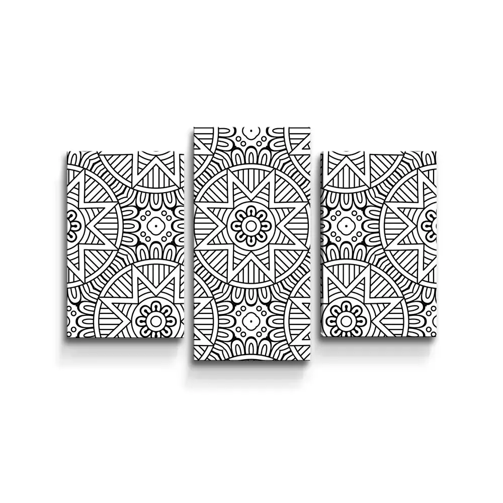 Obraz - 3-dílný Hvězdy mehendi - 75x50 cm