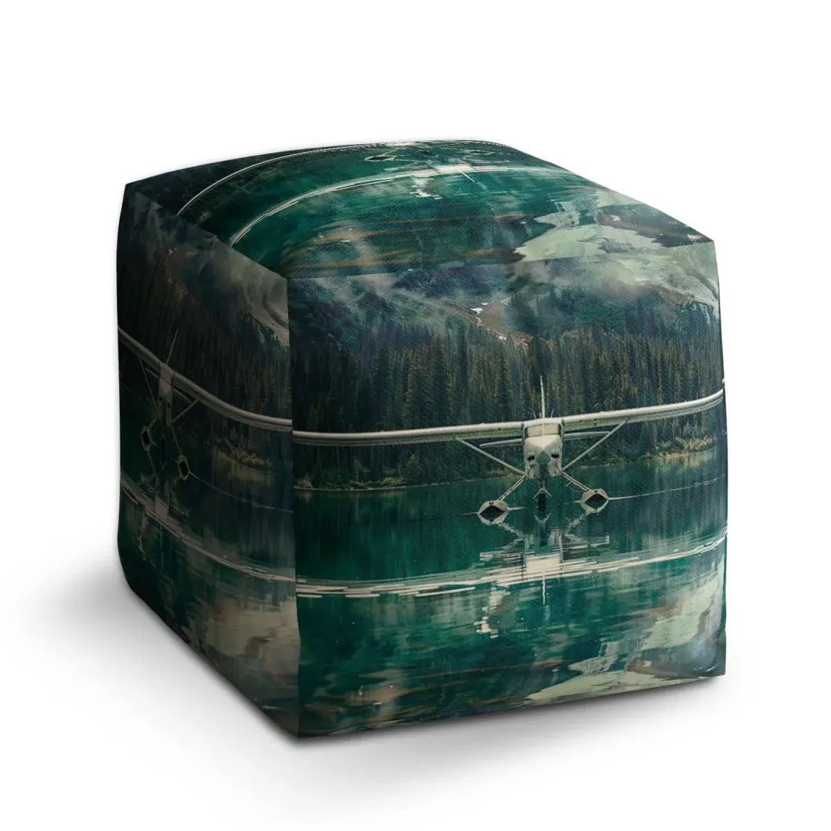 Taburet Cube Hydroplán na horském jezeře - 60x60x60 cm