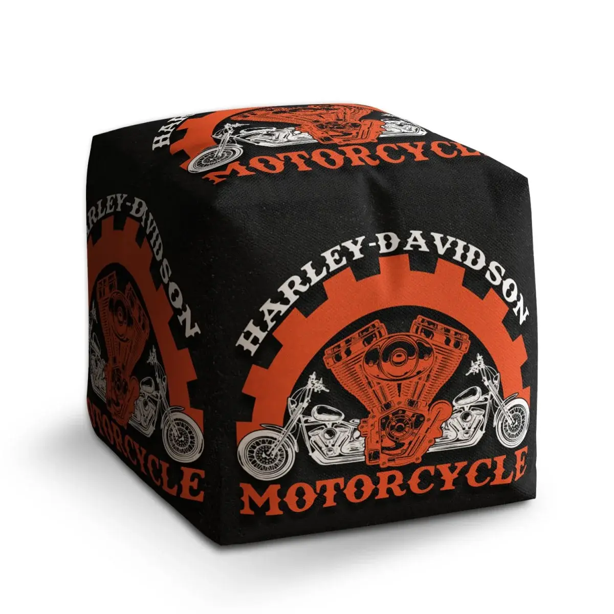 Taburet Cube Harley-Davidson motor Černé pozadí - 40x40x40 cm
