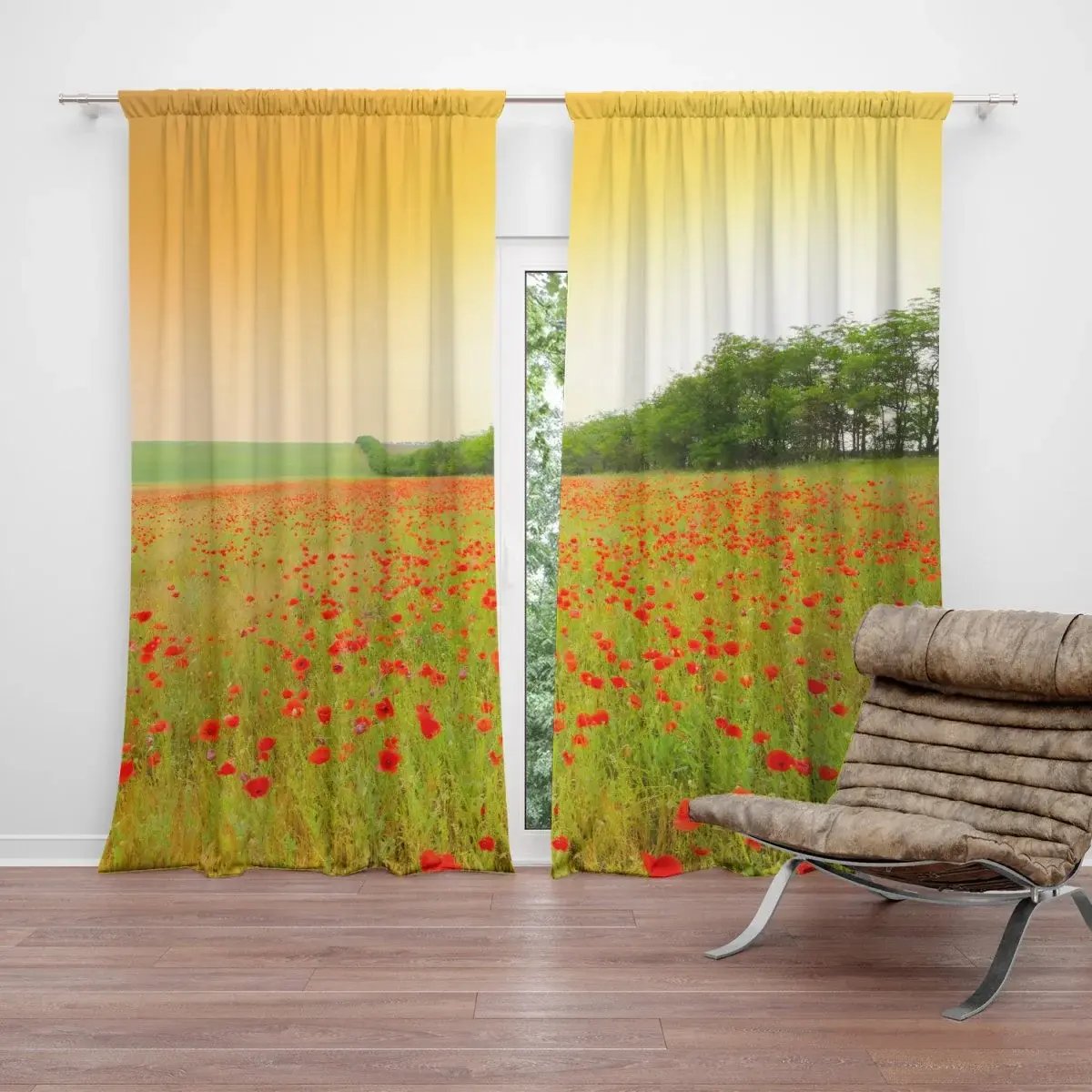 Závěs Pole vlčích máků: 2ks 140x250cm