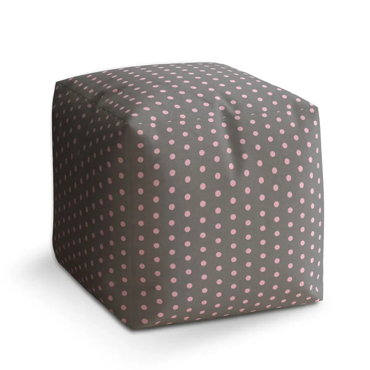 Taburet Cube Růžové puntíky na šedé - 50x50x50 cm