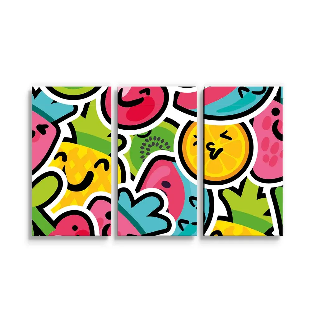 Obraz - 3-dílný Veselé ovoce - 120x80 cm