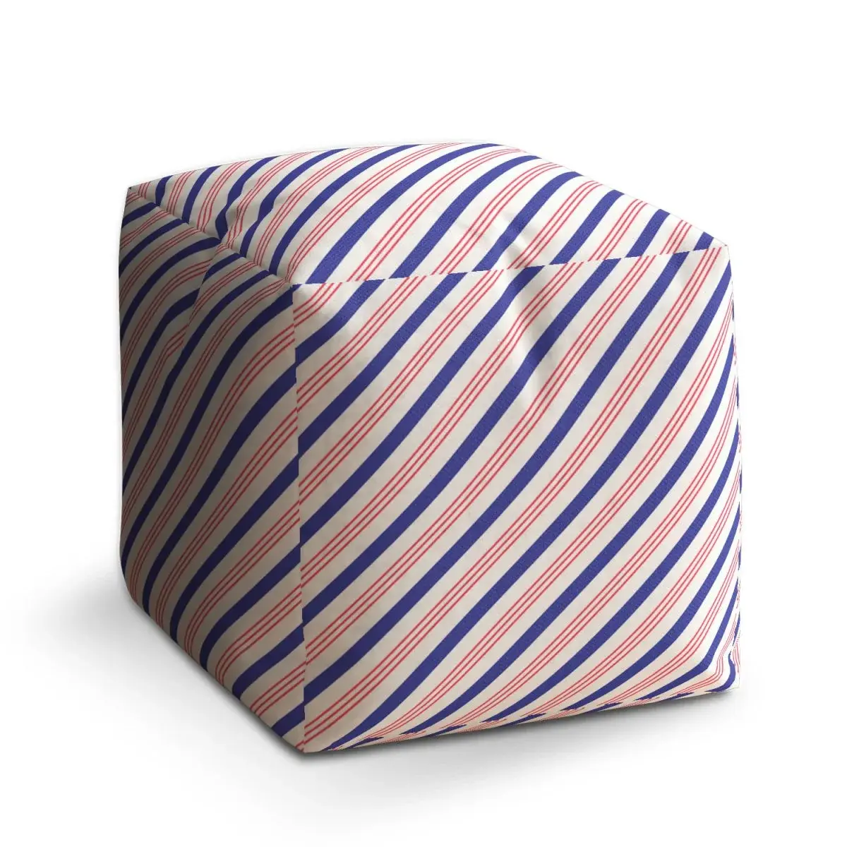 Taburet Cube Modročervené pruhy - 50x50x50 cm