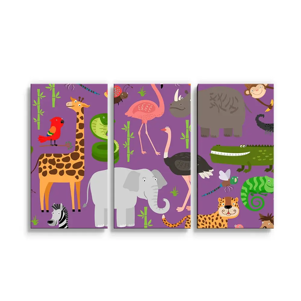 Obraz - 3-dílný Animované safari - 120x80 cm