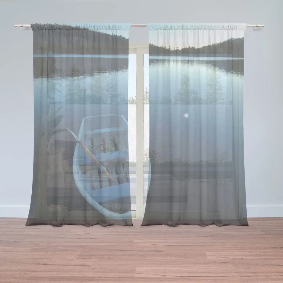 Záclony Loďka na jezeře: 2ks 150x250cm