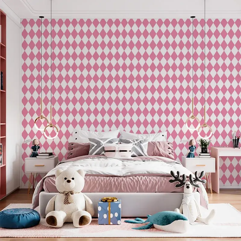Tapeta Růžovobílé kosočtverce - 125x75 cm