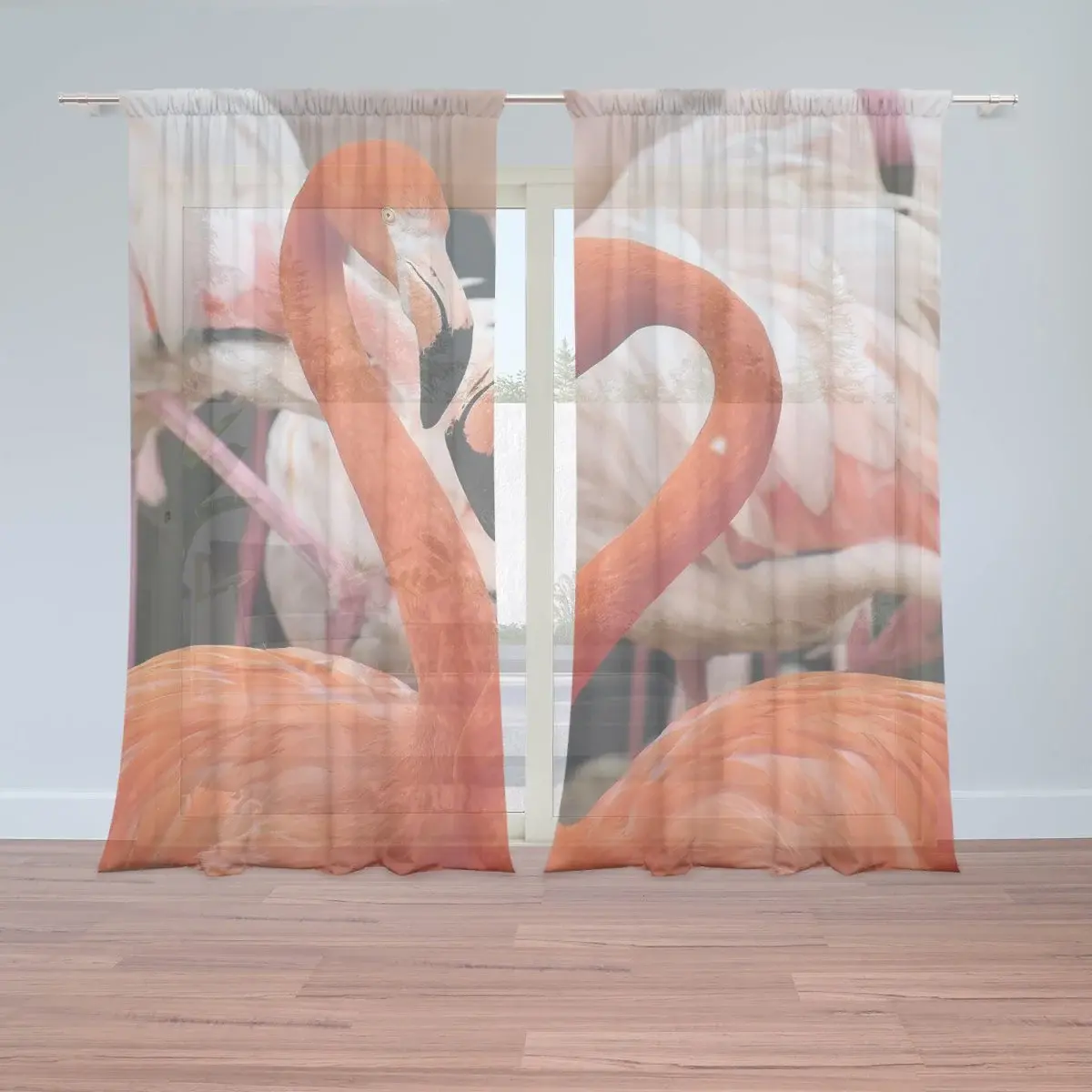 Záclony Plameňáci 2: 2ks 150x250cm