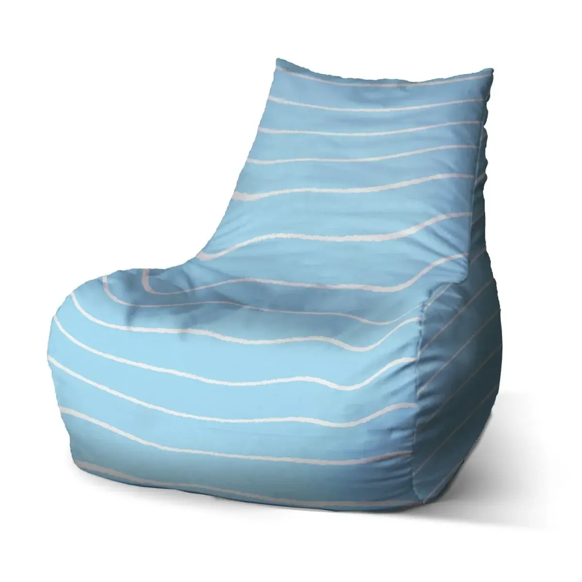 Sedací vak Bean Bílé linky na modré - 60 x 70 x 70 cm