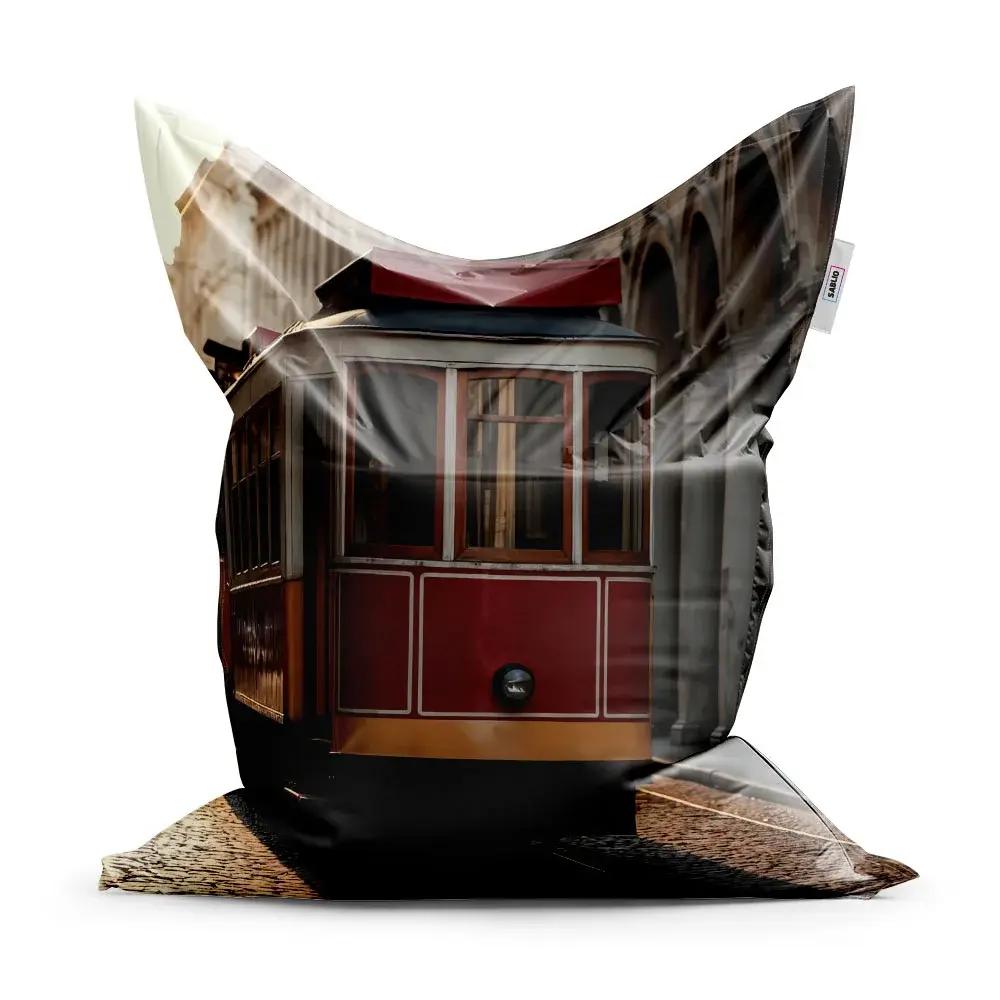 Sedací vak Historická červená tramvaj - 200x140 cm
