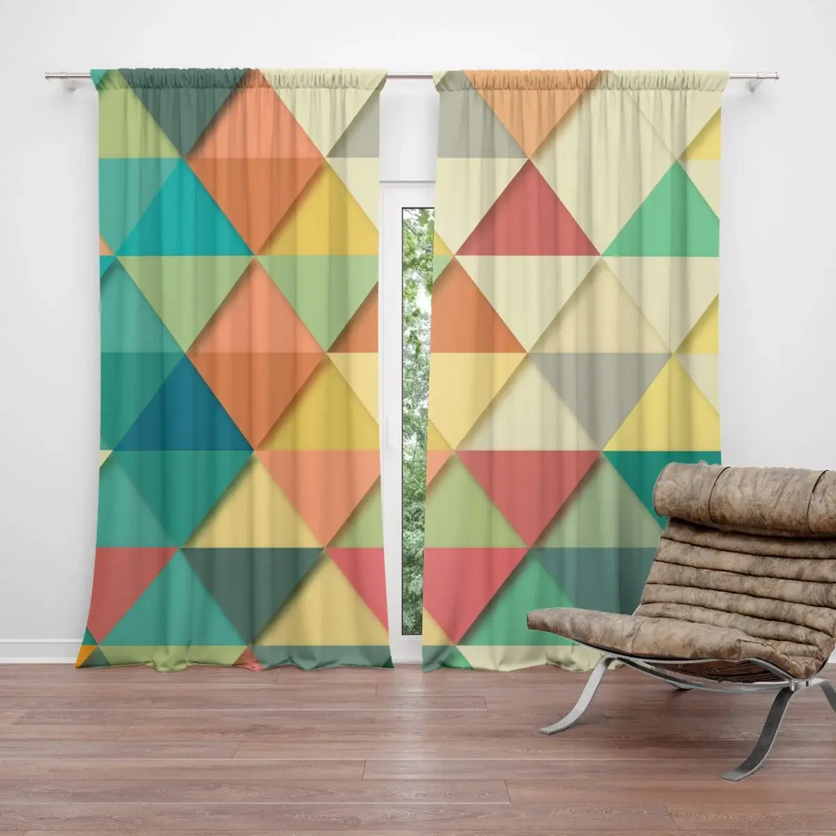 Závěs Trojúhelníky: 2ks 140x250cm