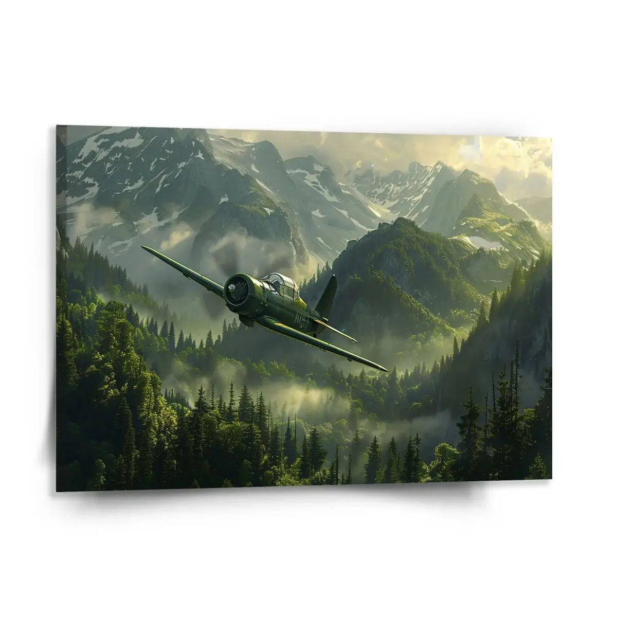 Obraz Bojové letadlo v horách - 150x110 cm