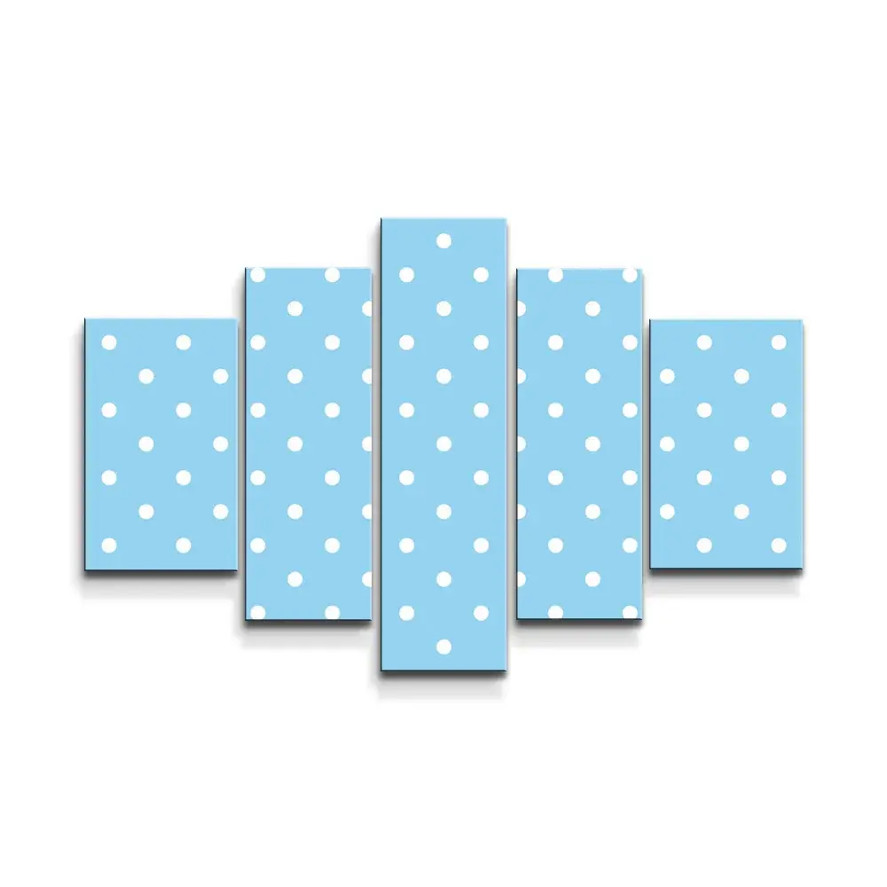 Obraz - 5-dílný Bílé tečky na modré - 125x90 cm