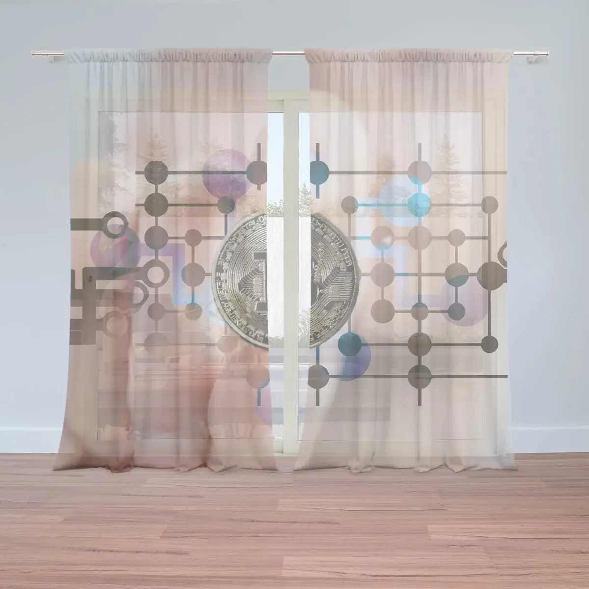 Záclony Bitcoin: 2ks 150x250cm