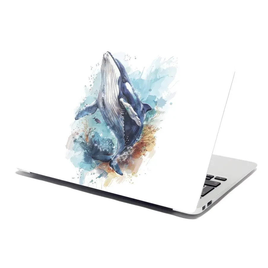 Samolepka na notebook Akvarelová velryba - 38x26 cm