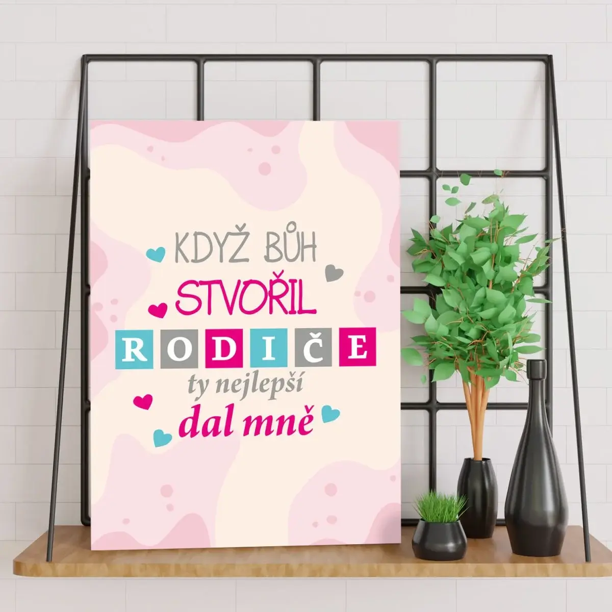 Dárková cedulka Když Bůh stvořil rodiče: 30x40 cm