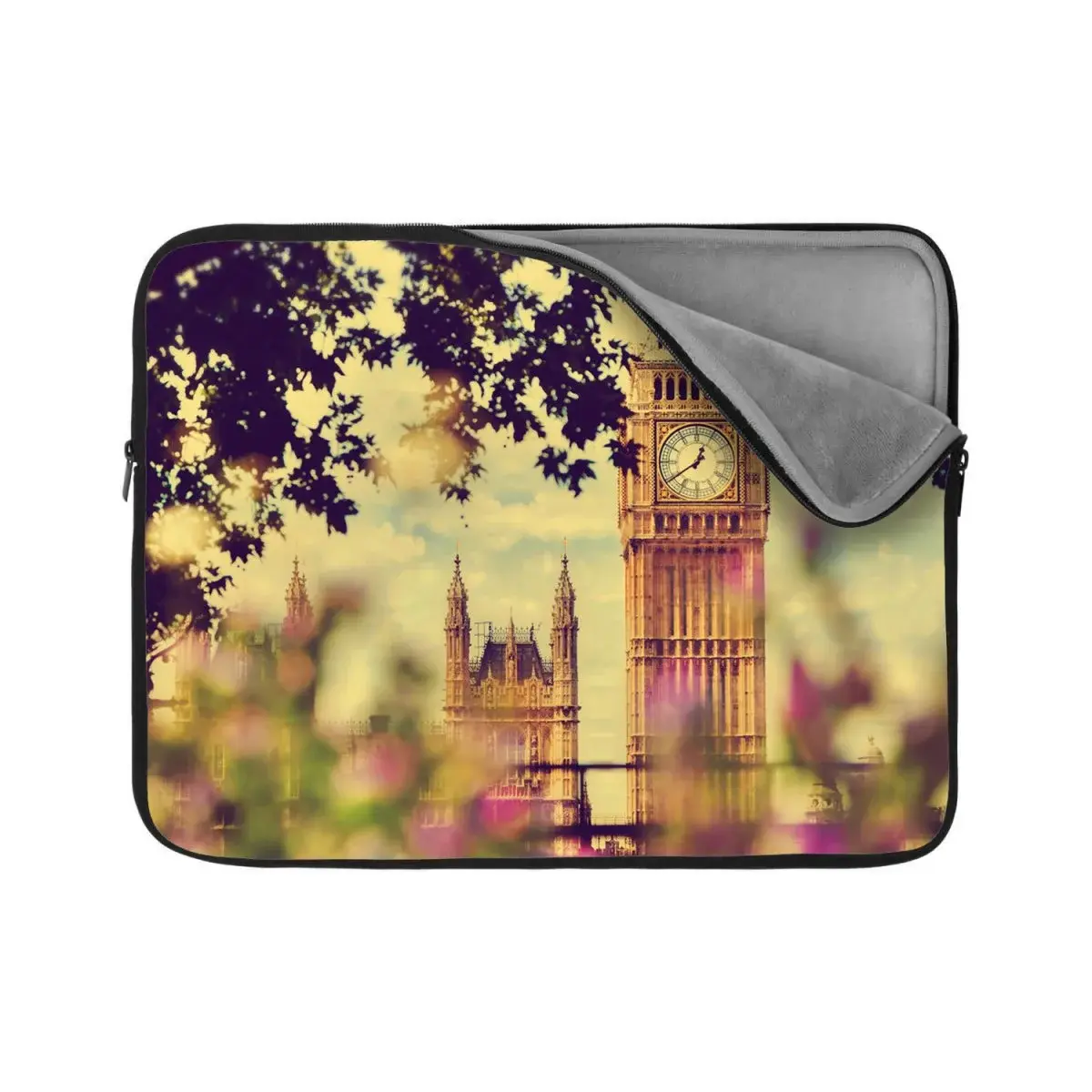 Obal na notebook Londýn Big Ben Flowers - 17"