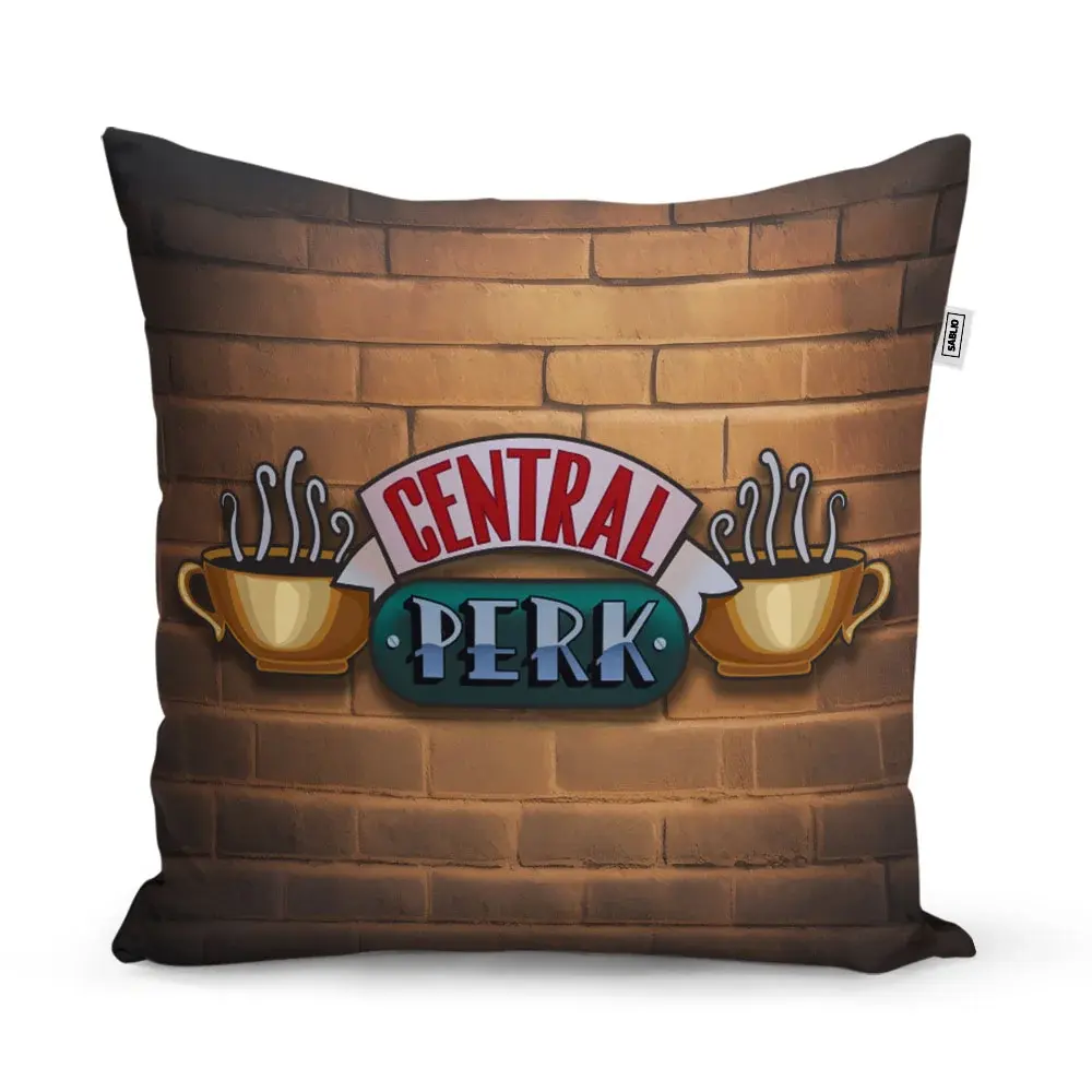 Polštář Seriál přátelé CENTRAL PERK Cihly - 40x40 cm