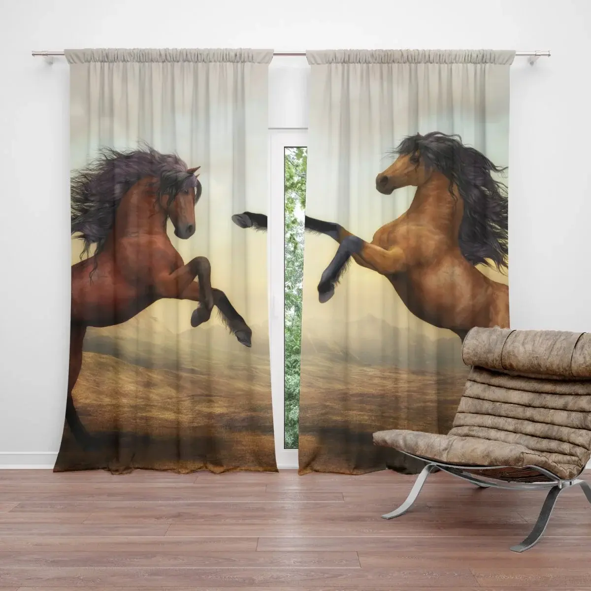 Závěs Vzpínající se koně: 2ks 140x250cm