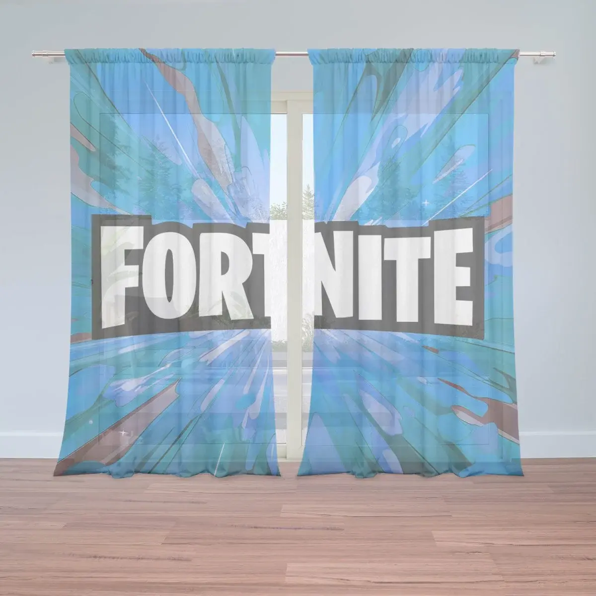 Záclony FORTNITE modrá: 2ks 150x250cm