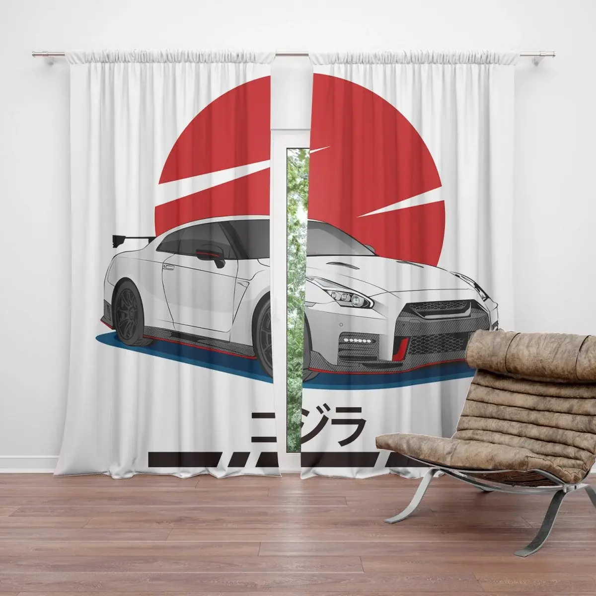Závěs Nissan GTR 35 Japonské slunce: 2ks 140x250cm