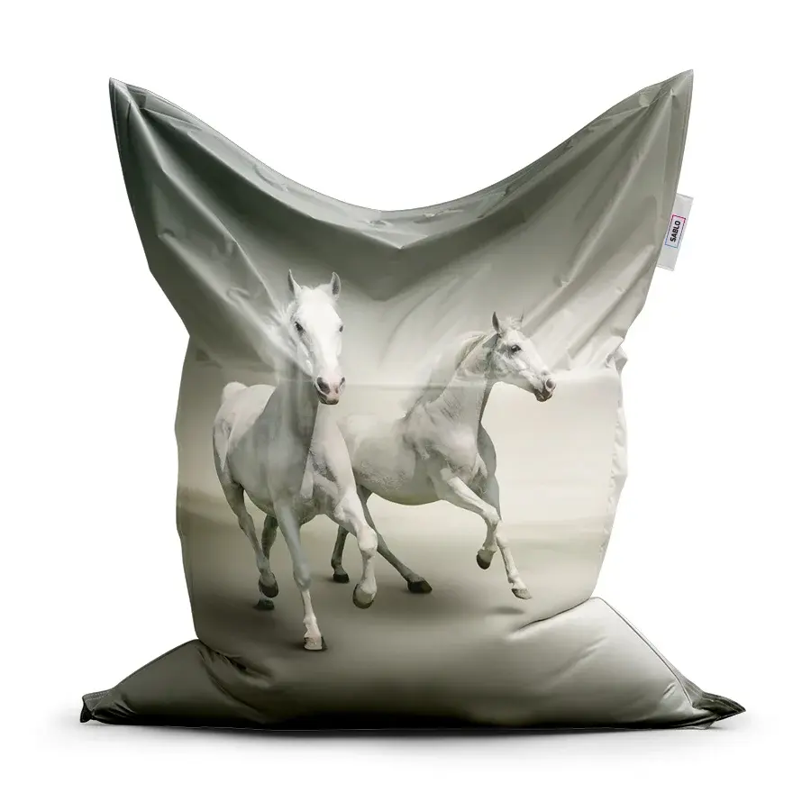 Sedací vak Classic Dva bílí koně - 150x100 cm