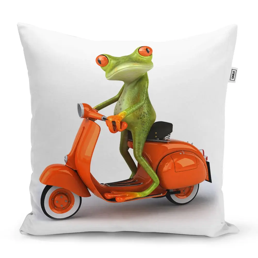 Polštář Žába na motorce - 50x50 cm