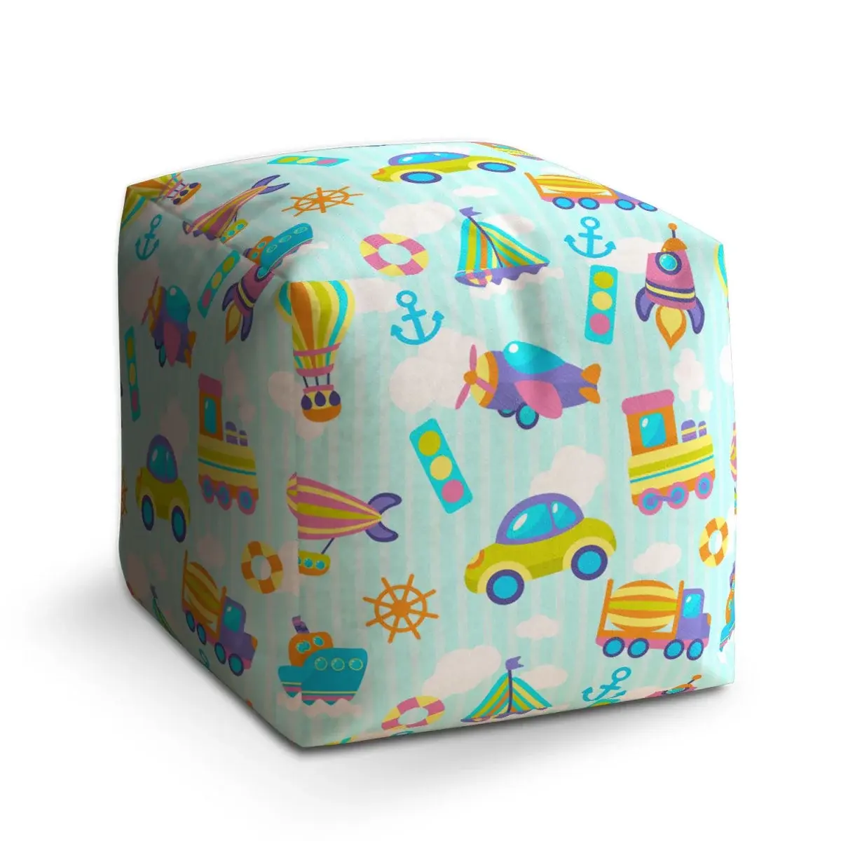 Taburet Cube Autíčka - 40x40x40 cm
