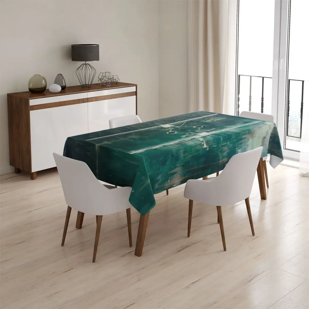 Ubrus Hydroplán na horském jezeře - 130x130 cm