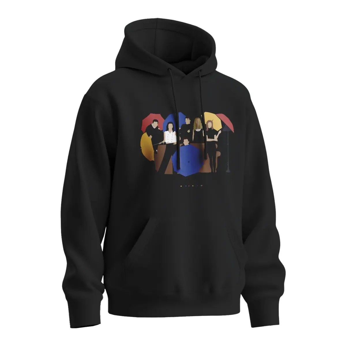 Mikina s potiskem Seriál přátelé FRIENDS Gauč u fontány - černá 4XL