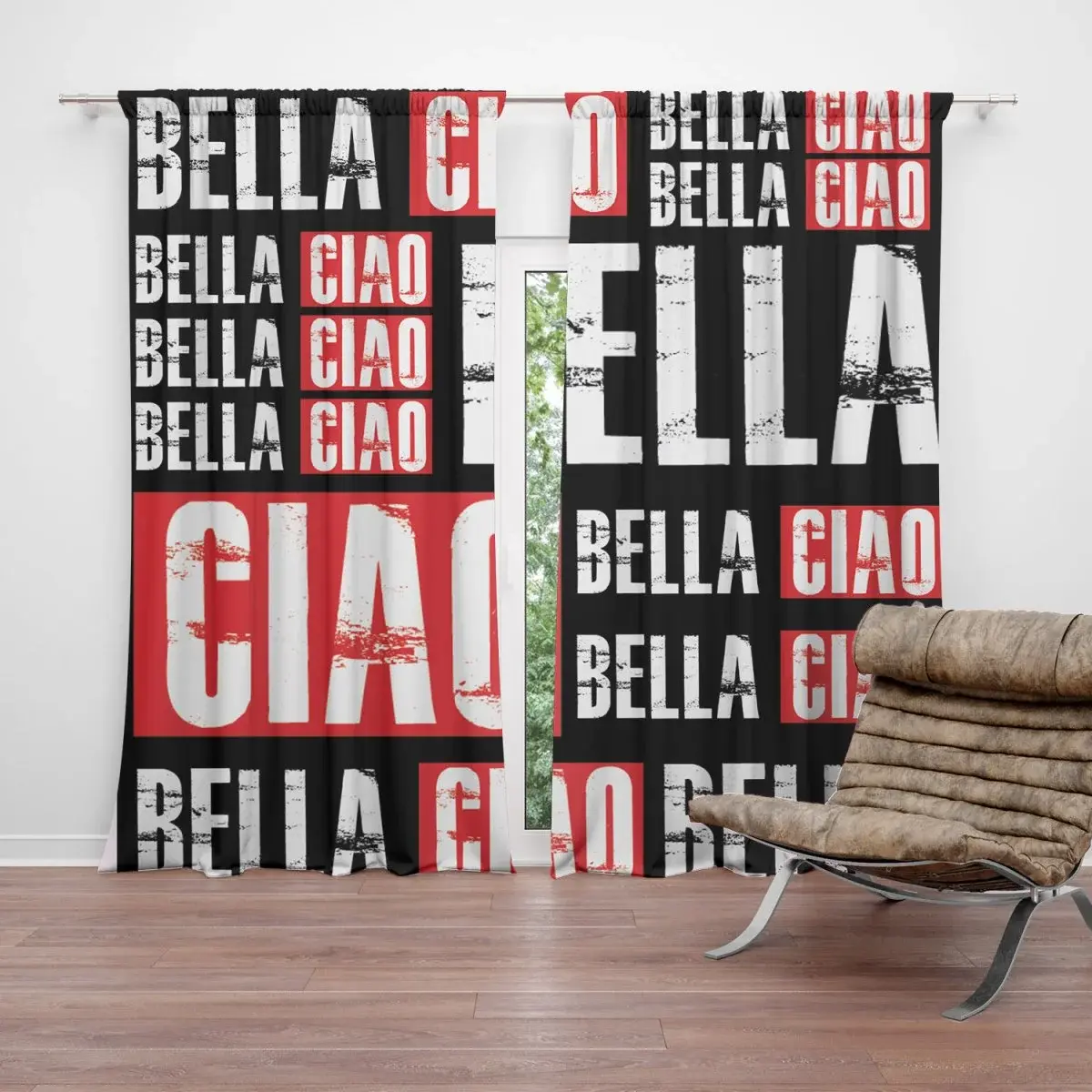 Závěs La Casa de Papel Professor or Bella Ciao motiv 2: 2ks 140x250cm