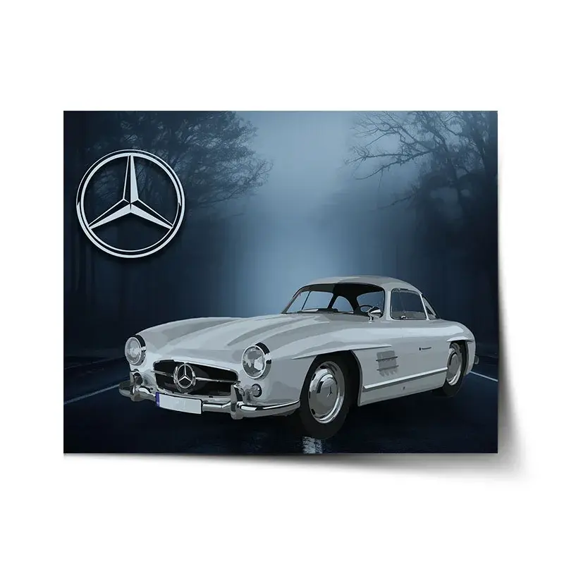 Plakát Mercedes-Benz 300 SL V lese - 90x60 cm