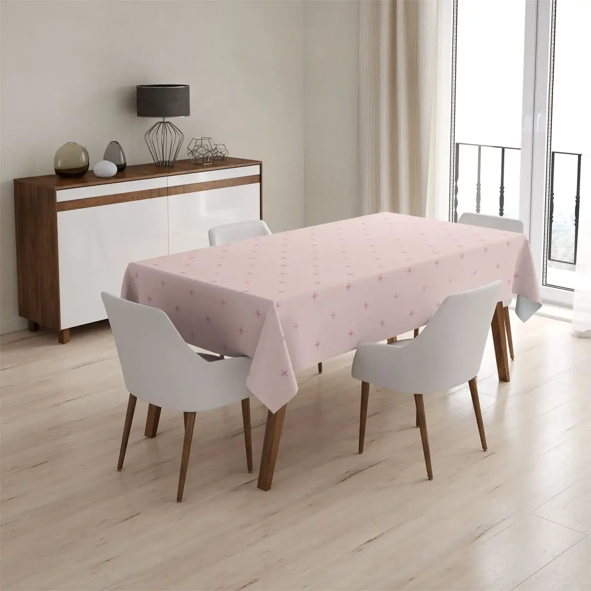 Ubrus Růžové křížky na světle růžové - 130x130 cm