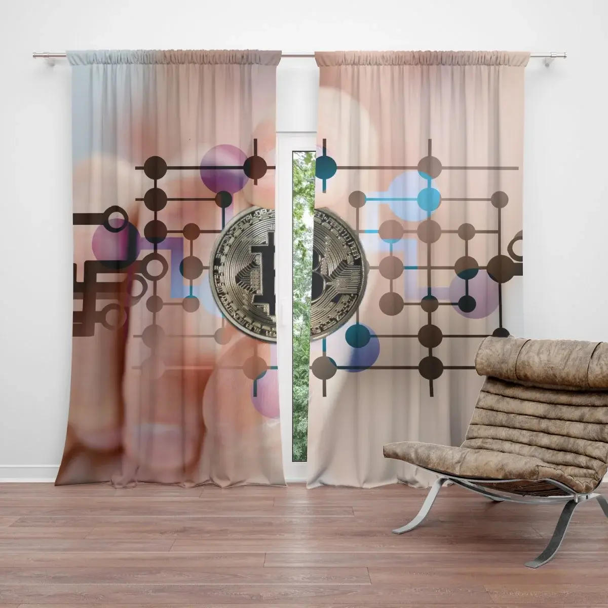 Závěs Bitcoin: 2ks 140x250cm