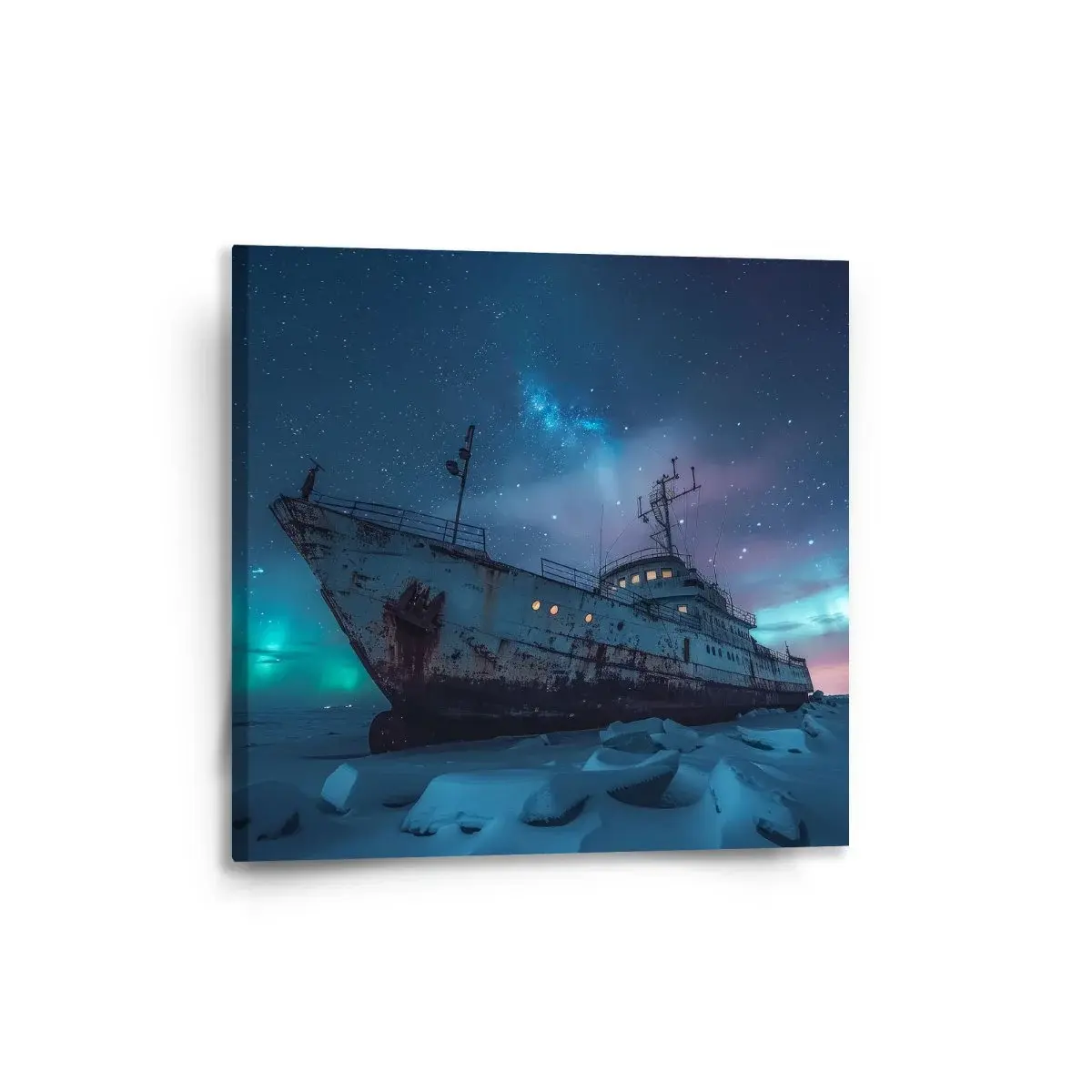Obraz Vrak lodi při polární záři - 50x50 cm