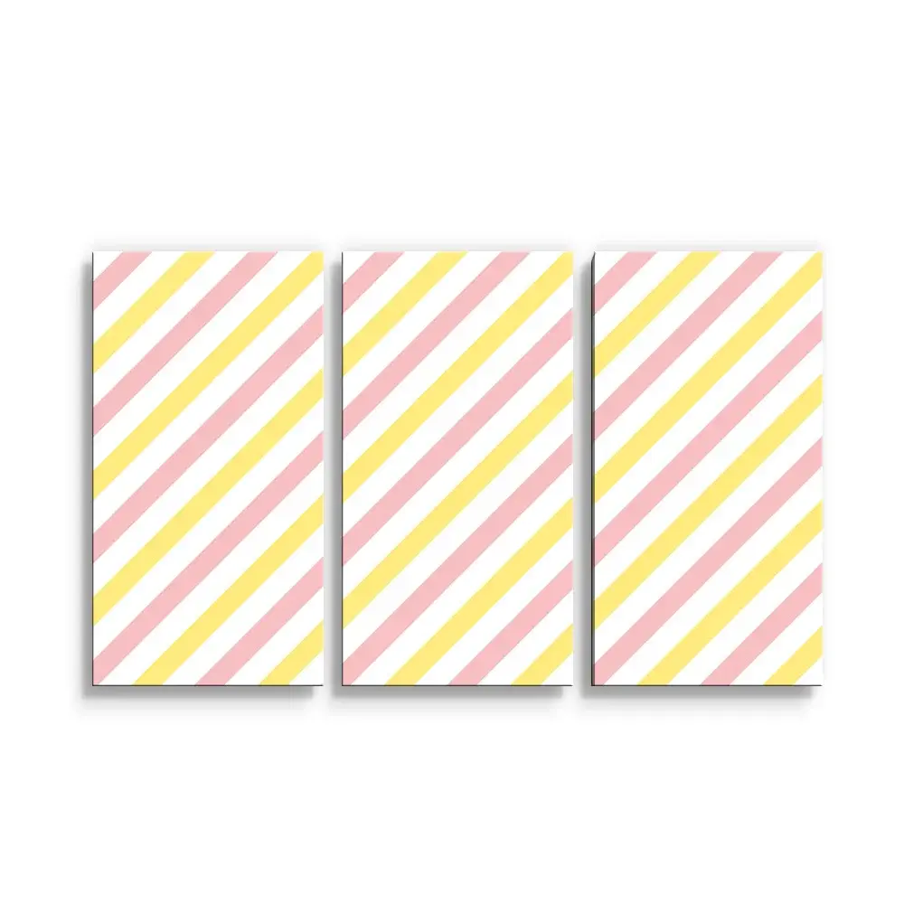 Obraz - 3-dílný Růžové a žluté pruhy - 120x80 cm