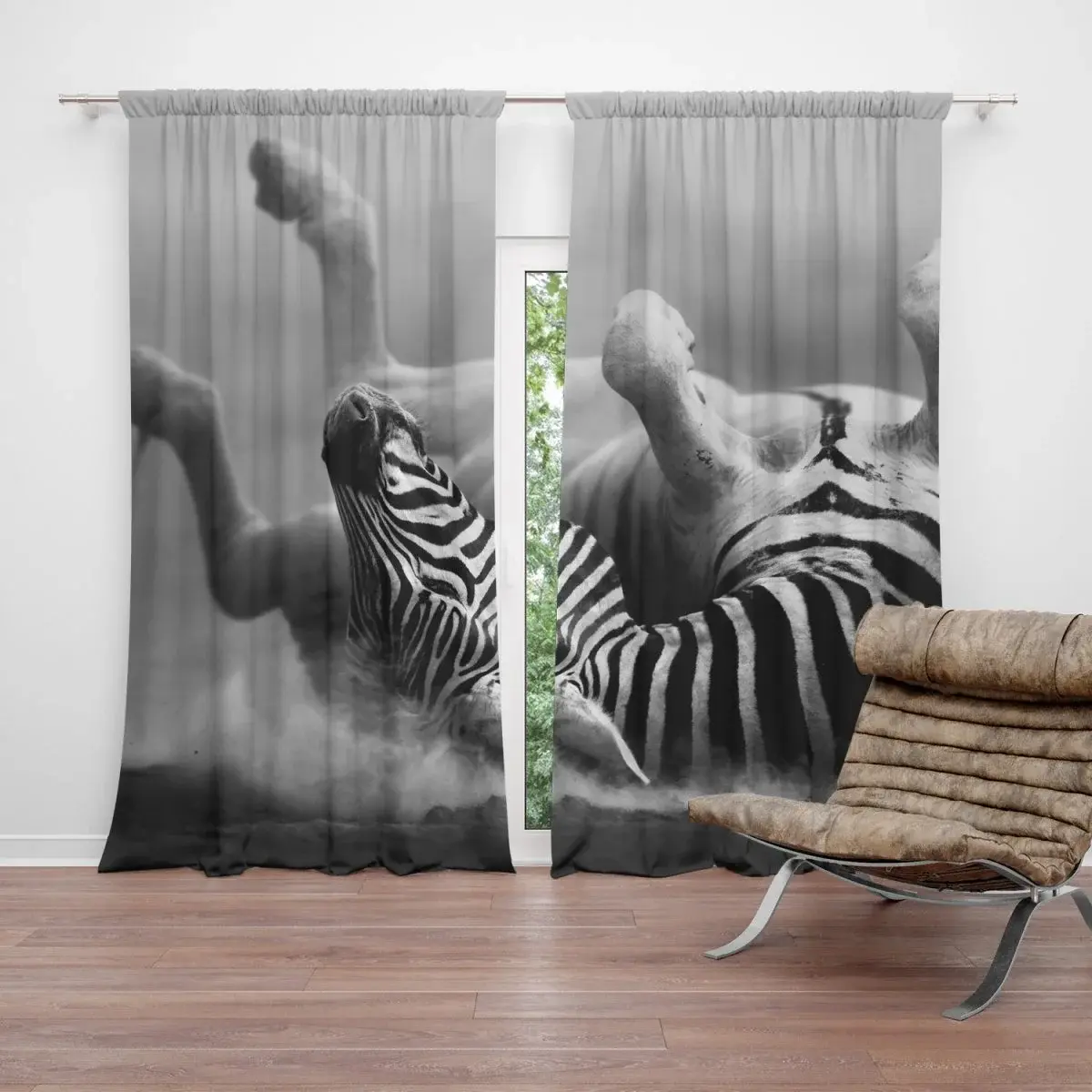 Závěs Válející se zebra: 2ks 140x250cm